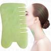 Yousheng Guasha Stone Wide Tooth Clear Surface Compact Size Handheld Multifunctional Scraping Scalp Comb Faux Jade Head Meridians Massage Tool