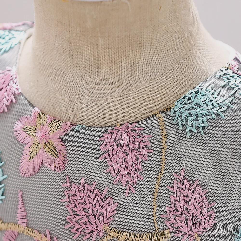 Новое детское вышитое платье принцессы: Юбка для свадебного платья с разноцветными цветами для девочек