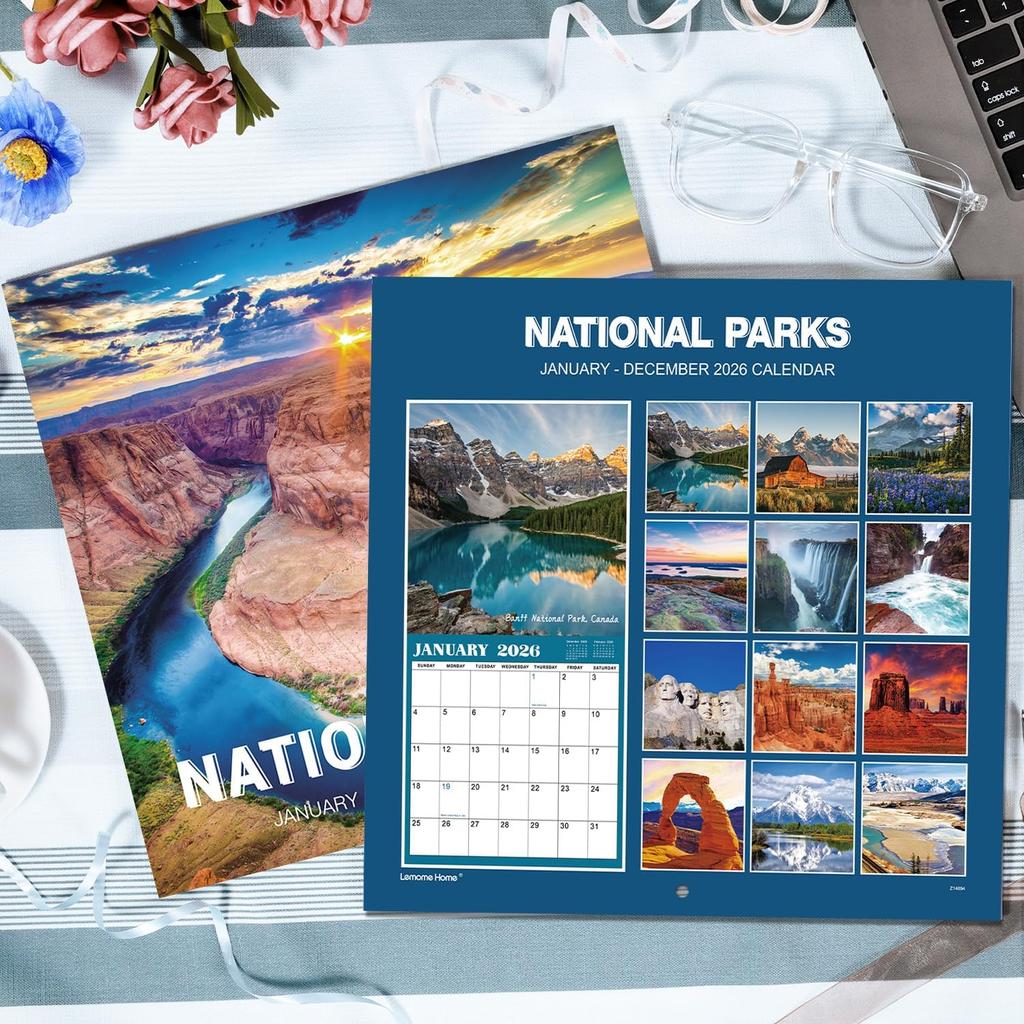 2026 Calendar - JAN 2026 - DEC 2026, 2026 Wall Calendar, 18 Monthly Calendar 2026, 12" x 24" (Open), Wall Calendar 2026 with Unruled Blocks(1.5" x