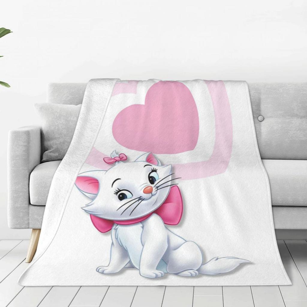 Плед Мари Кот Теплый Эстетичный Плюшевый Плед для Спальни, Самолета, Путешествий, Фланелевое Покрывало, Покрывало на Кровать