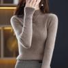 Осень и Зима Новая Вязаная Кофта Свитер с Полувысоким Воротником Женский Свитер-Пуловер с Длинным Рукавом Однотонный Пуловер Женский Свитер