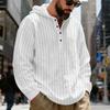 Мужская свободная рубашка-henley с капюшоном, в полоску, из льна, для весны и осени, большого размера, повседневная