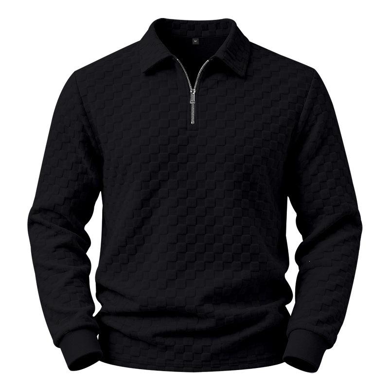 Men S Long Sleeve Half Zip Plaid Polo Shirt Casual Top