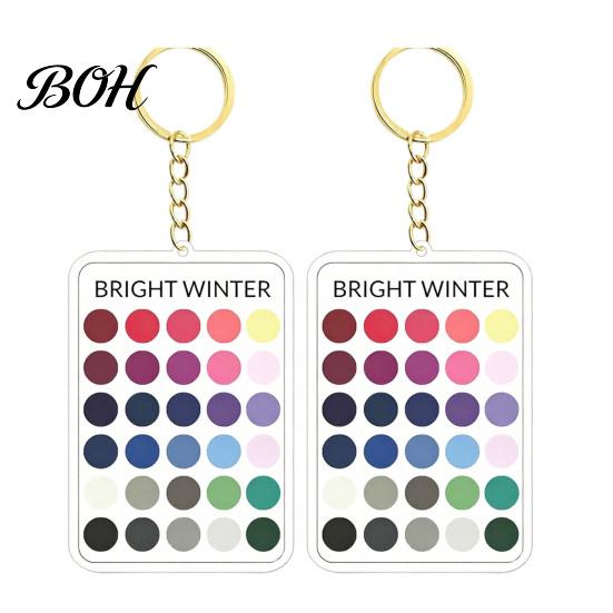 Makeup Color Guide 2Pcs Palette Keychain Pendant, Clear Acrylic Season Analysis Swatches Wardrobe Matcher Keychain, Card, Gifts for Fashion