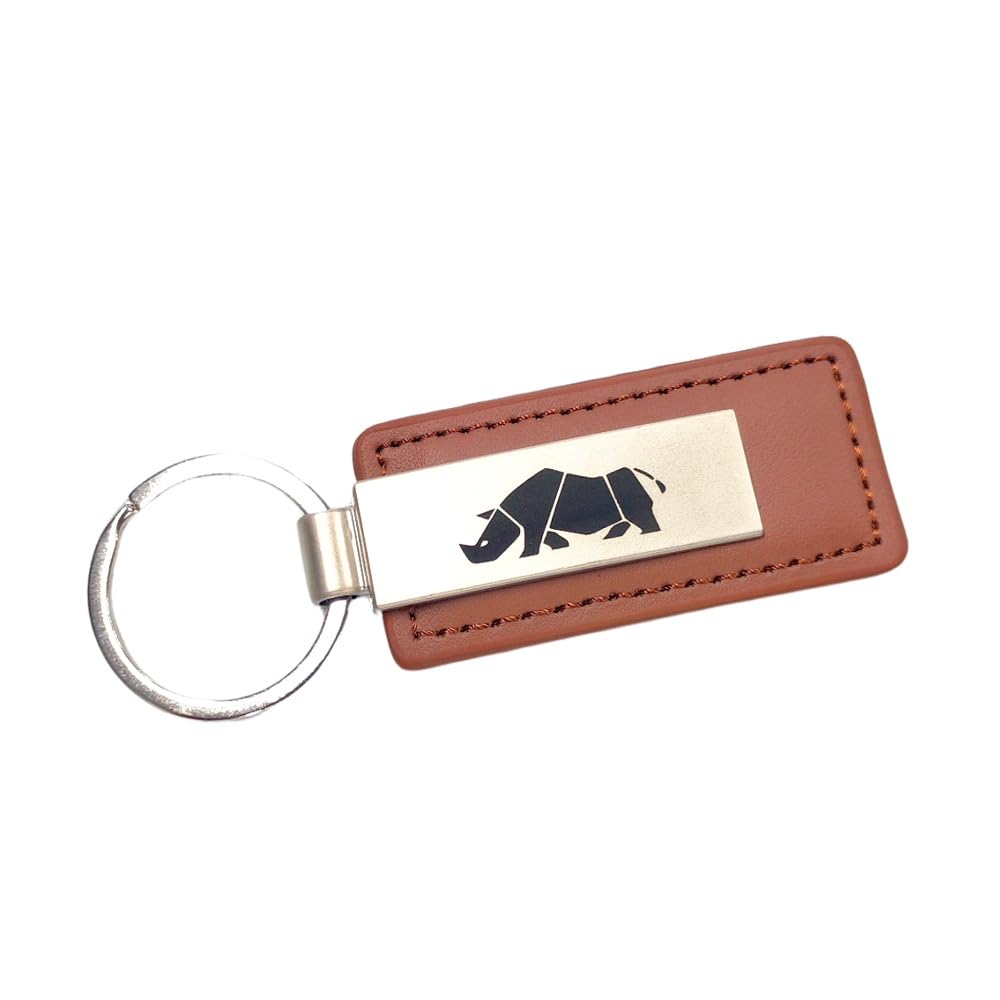 RS Products Jmkey2 sai-cha Jimny Keychain, Rhino Specification, Brown Genuine Leather, Brown, Jimny Logo,
