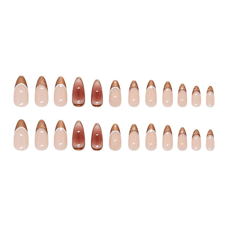 24 шт. Wear Nail Caramel French трехмерные румяна, отбеливающие и долговечные, универсальные и съемные для нейл-арта