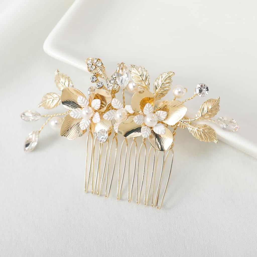 Украшение для волос Haodeliy, головной убор, гребень, U-образная булавка, набор из 3 предметов, свадебный аксессуар для волос ручной работы, головной убор, украшение для волос, цветок, свадебный прием после