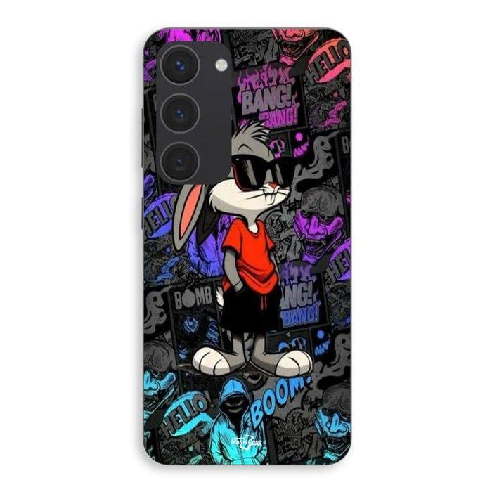 Coque de téléphone - MANIACASE - Samsung Galaxy S23 Plus - Silicone TPU - Noir - Bugs bunny thug life