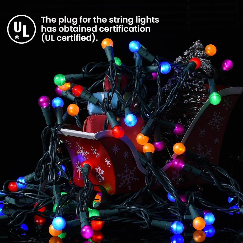 Christmas Lights Outdoor 19Ft 70 LED Chritmas Globe String Lights with Pearlized Glass Bulb UL Certified Christmas Tree Lights for Tree Decor