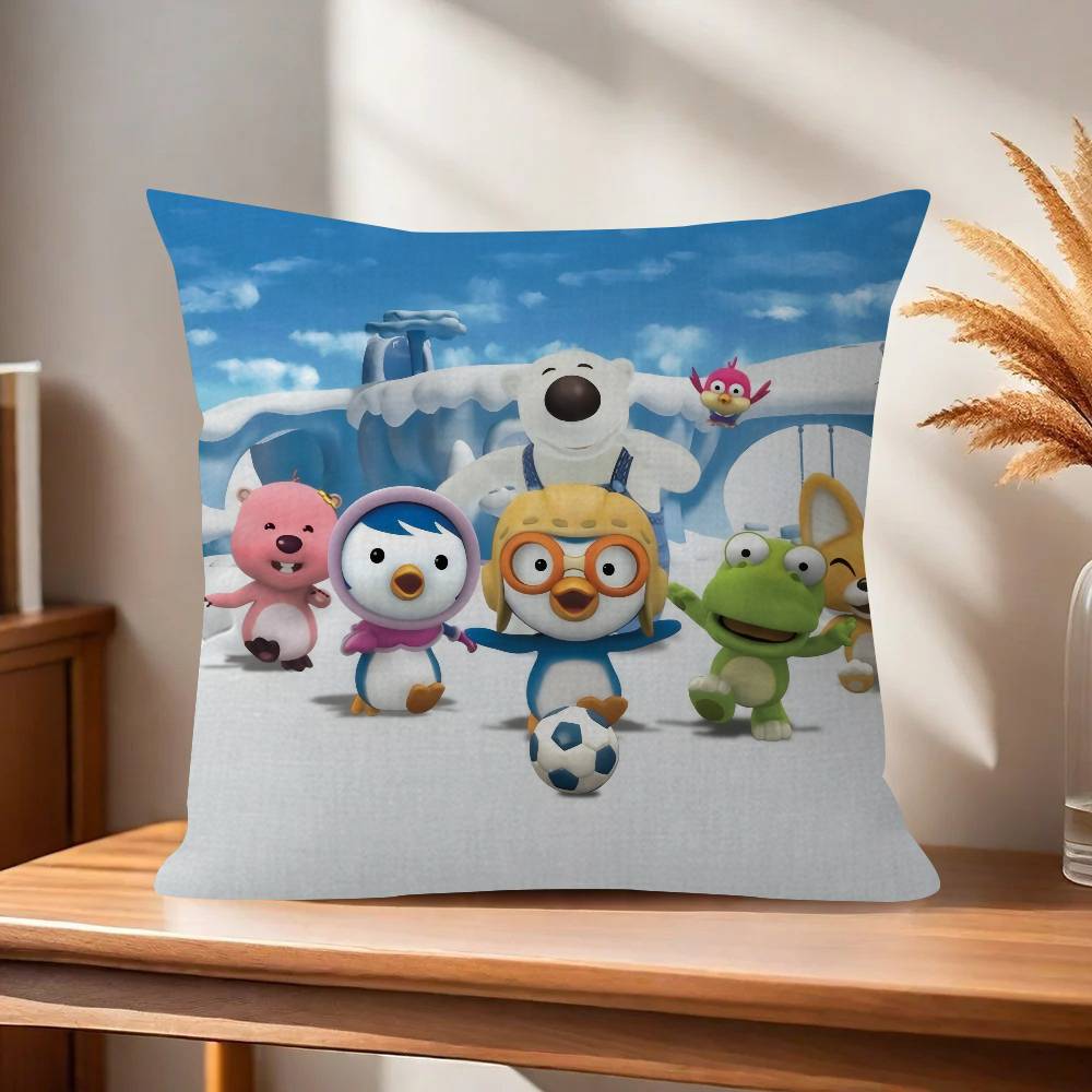 Anime cute Pororos Office Cushion Pillowcase Car Cushion CoverXCM Lumbar Pillowcase Sofa Pillowcover