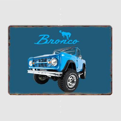 Синий Бронко Ретро Бронко Ретро Классический Автомобиль Металлический Постер Знак Гараж Клуб Кастом Настенный Жестяной Декор Комнаты Домашний Декор
