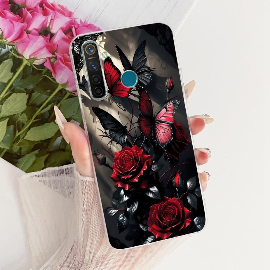 Для Realme 5 5i 5S Realme5 Pro Роскошный Чехол с Рисунком Цветов и Бантом Мягкий Силиконовый Чехол для Телефона Для Realme 5 Pro 5i 5S Задняя Крышка Coque