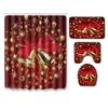 Christmas Shower Curtain Floor Mat Combination Four-Piece Set Kitchen Door Mat Bedroom Living Room Carpet