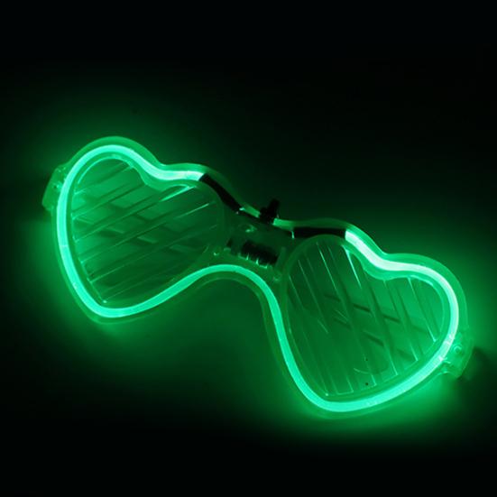 Kids Glow-in-the-Dark Glasses 3 Light Modes Light-Up Frames Battery-powered Heart Shape Cosplay