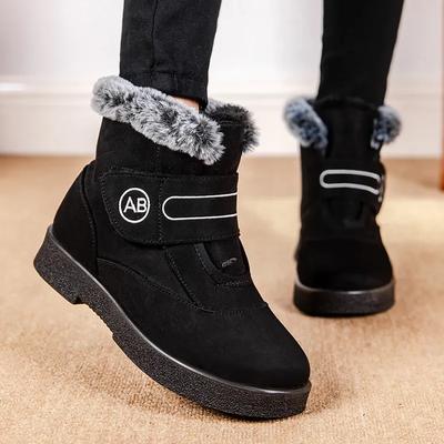Женские зимние ботинки на платформе из искусственного меха, утепленные плюшем, теплые, на хлопковой подкладке, женские ботильоны большого размера 44 на толстой подошве