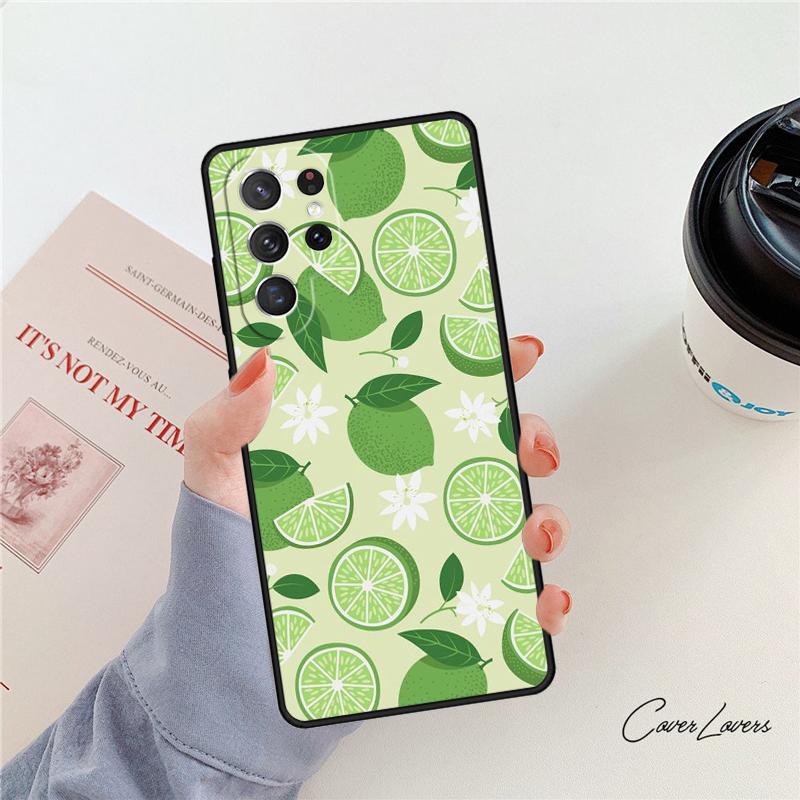 Летний чехол для телефона с лимонами и листьями Для Samsung Galaxy S24 S25 S23 S22 Ultra Note 10 20 Plus S20 S21 FE Чехол