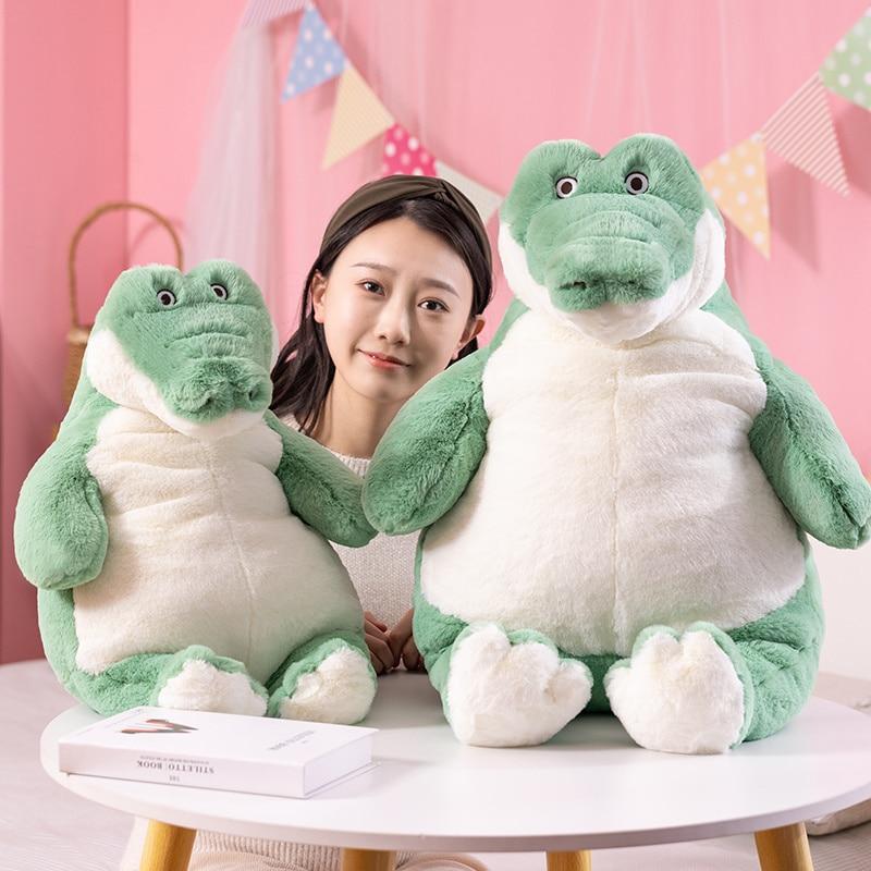 Cartoon Sitting Fat Crocodile Creative Fullfil Soft Plush Green Cute Pillow Gifts for Baby Kids