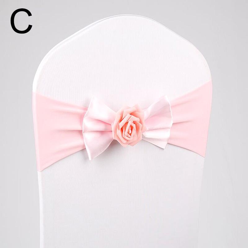 1PC Stretch Chair Bands Bowknot Flower Chair Sashes Banquet Event Decor Wedding Party Supplies