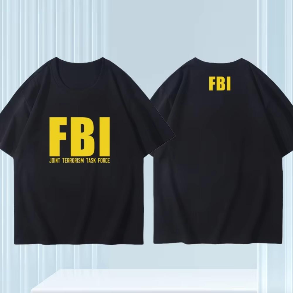 Мужская одежда Горячая Распродажа Веселый Дизайн FBI Узор Печатный Хлопковый Футболка Уличный Повседневный С коротким рукавом Круглый Вырез Футболка Топ