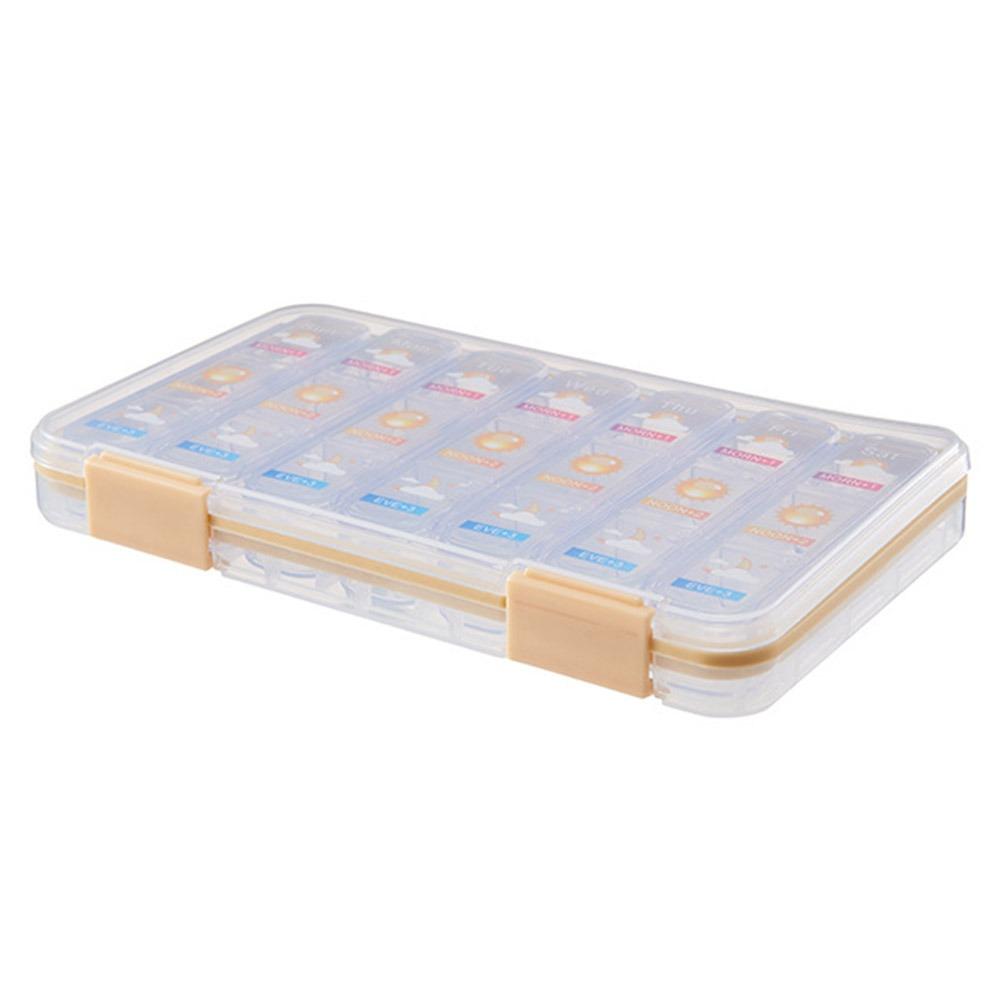 Sliding Cover Design 7-Day Pill Organizer 21 Grid Medicine Storage Box  for Travel Household