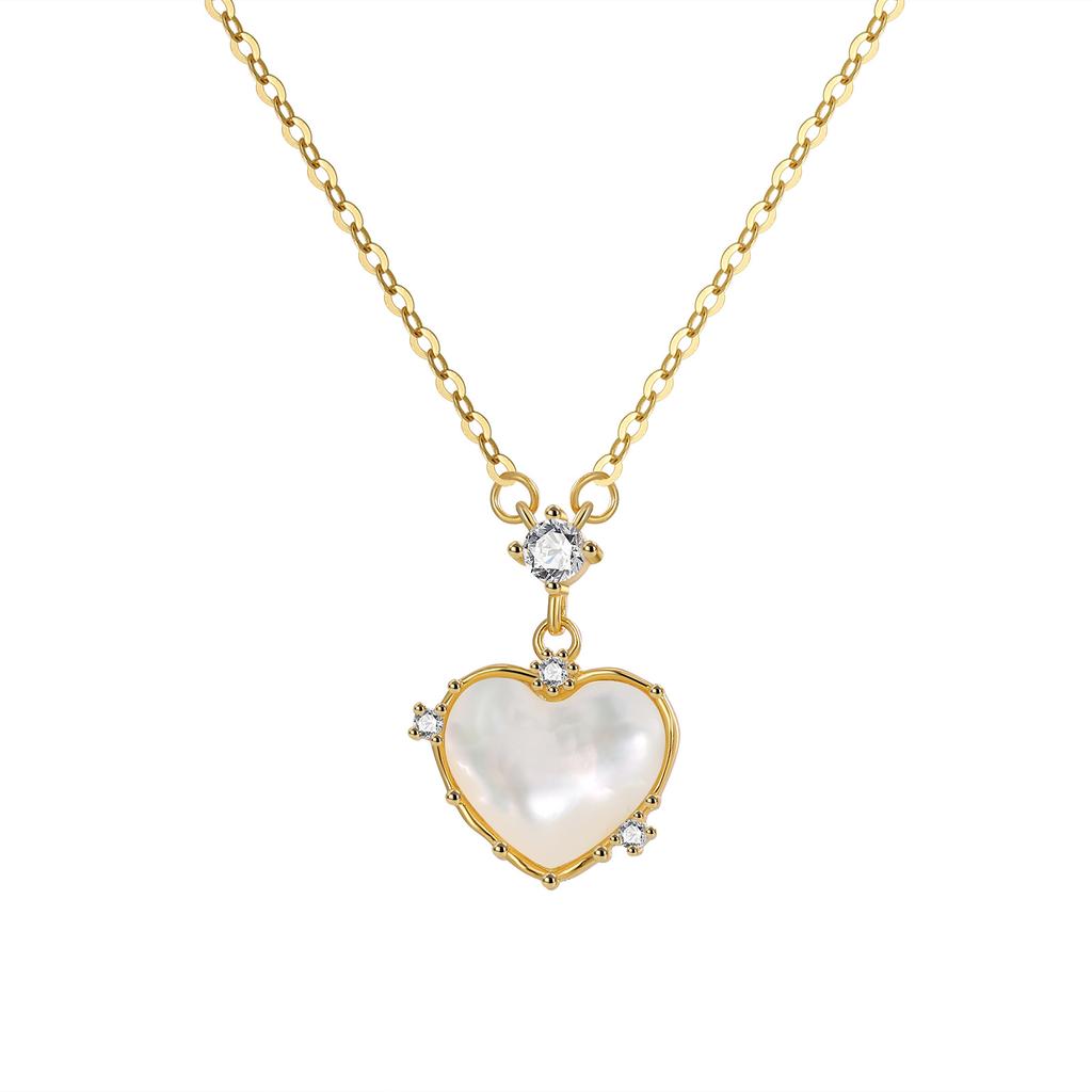 Дизайн 925 серебряное ожерелье с любовью и белым рябчиком, темпераментная ключичная цепочка, белое персиковое сердце, нишевая бижутерия для женщин