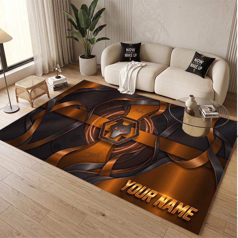 Personalized Crystal Velvet Carpet Wolverhampton Wanderers Football Pattern Non Slip Floor Rug