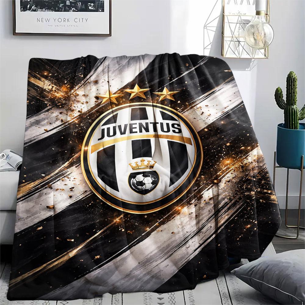1PC Juventus Football Club Patterned Flannel Blanket Suitable For All Seasons for Home Decor Warmth and Comfort Gifts Holiday Present