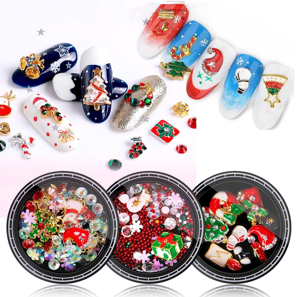 Xmas Tree Santa Manicure Decor Nail Art Decoration Nail Supplies Jewelry Christmas Nail Rhinestone