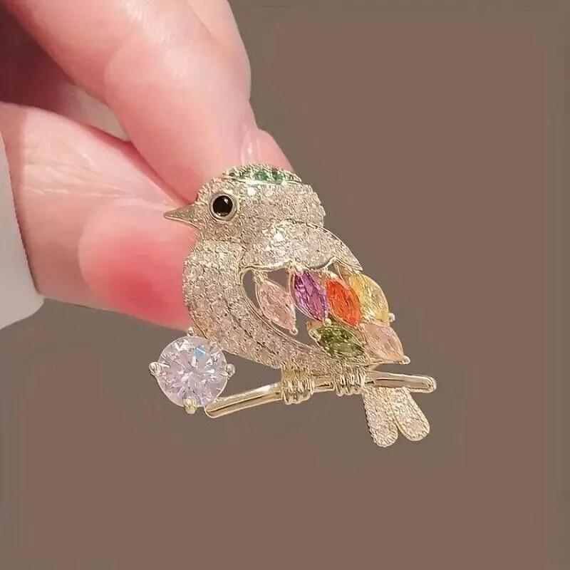 Shiny Rhinestone Cute Bird Corsage Brooch Pins Decorated Clothing Lapel Pin Women Magpie Jewelry