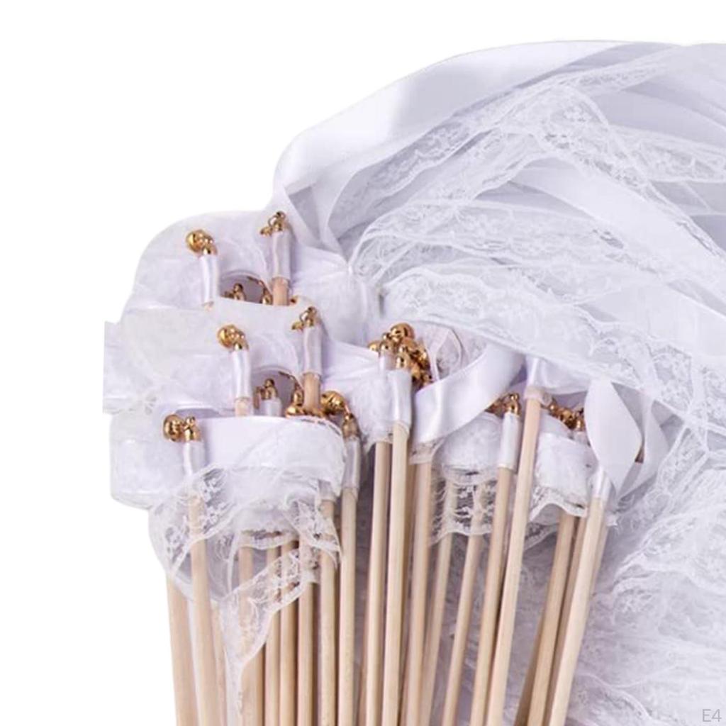 20Pcs Ribbon Wands Wedding Streamers Stick Fairy Wand Photo Props Decorations