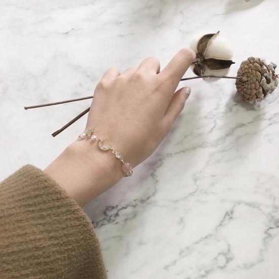 Женский браслет со стразами, звездой и луной, из бисера, браслет-цепочка, ювелирный подарок