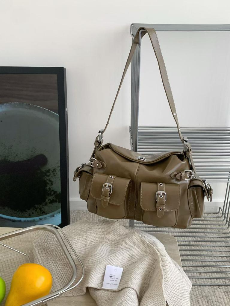 Fashion Shoulder Bag for Women Spice Girls Moto-styled Handbag Street Hip Hop Female Armpit bag Multi-pocket Designer big totes