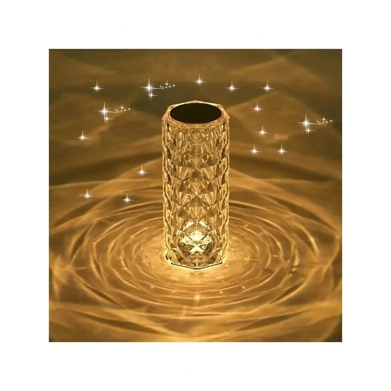 LED Rose Lamp Crystal Table Lamp 3/16 Colors Touch/Remote Diamond Romantic Christmas USB Party Night Light Projector Light