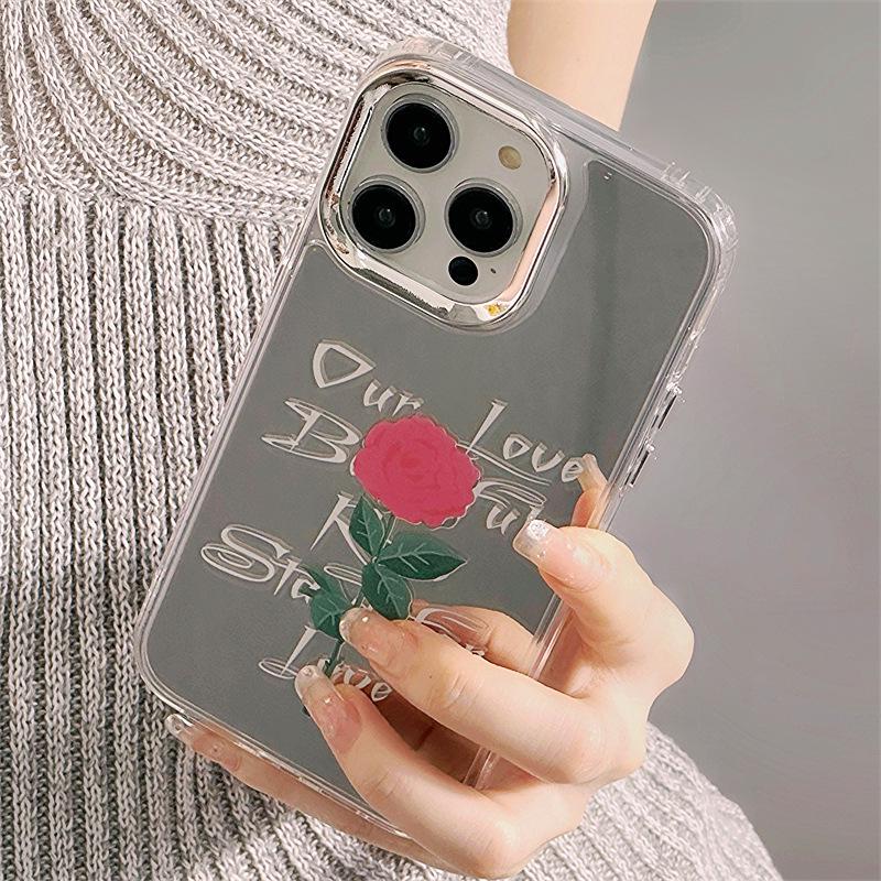 Чехол Zhitai iPhone 16 Pro Max, совместим с iPhone 12–15, силиконовый TPU 14 Pro, зеркало «три в одном», модели 7 и 8