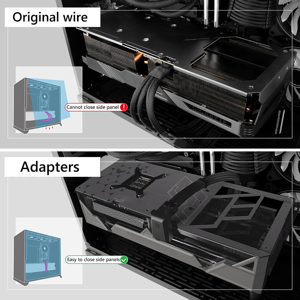Для видеокарты RTX 4090 4080 3090 Ti ATX3.0 Female to Male 12VHPWR 12+4Pin адаптер питания 180-градусный угловой модульный разъем