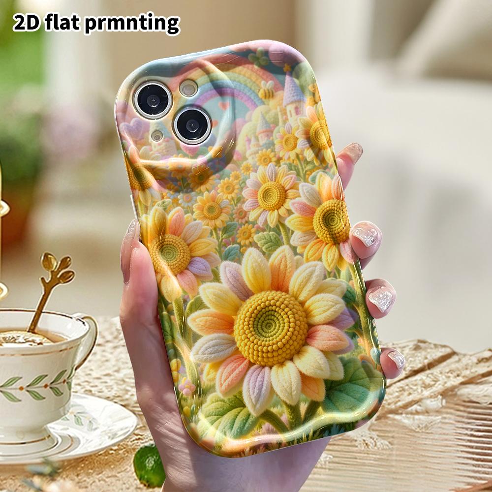 Phone Case: 2D flat, suitable for iPhone 18 17 16 15 14 13 12Pro protective case, sunflower fields, perfect Christmas and Halloween holiday gift