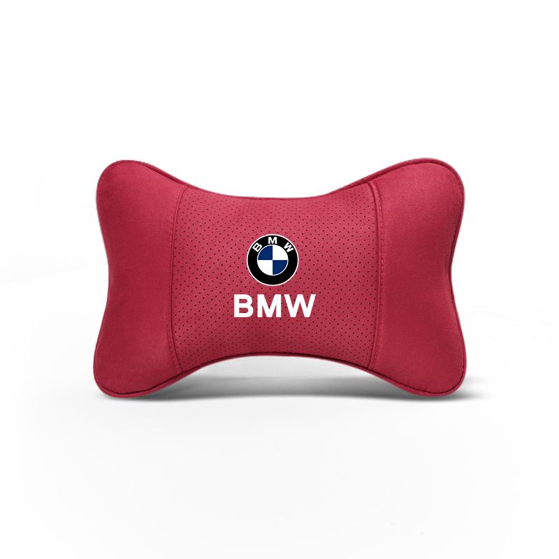Car Seat Headrest Soft Suede Neck Pillow For BMW F30 F10 E90 F20 E46 E60 E70 E39 E36 E87 G20 Auto Interior Aaccessories keychain FR7