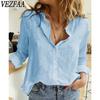 Женская мода, повседневные весенне-осенние однотонные рубашки-поло с длинным рукавом и принтом, блузки и рубашки