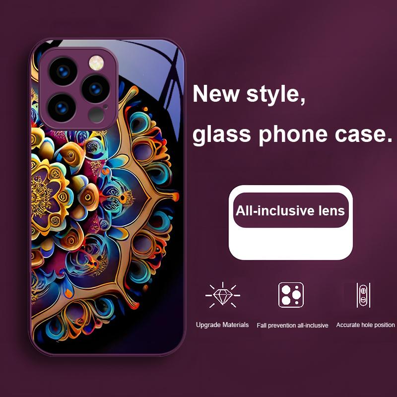 Абстрактный Цветок Зеленый Для IPhone 16 Pro Max 15 P Lus 14 Pro 13 12 Mini 11 P Ro Max X XS 7 8 Plus 2022 Закаленное Стекло Чехол для Телефона