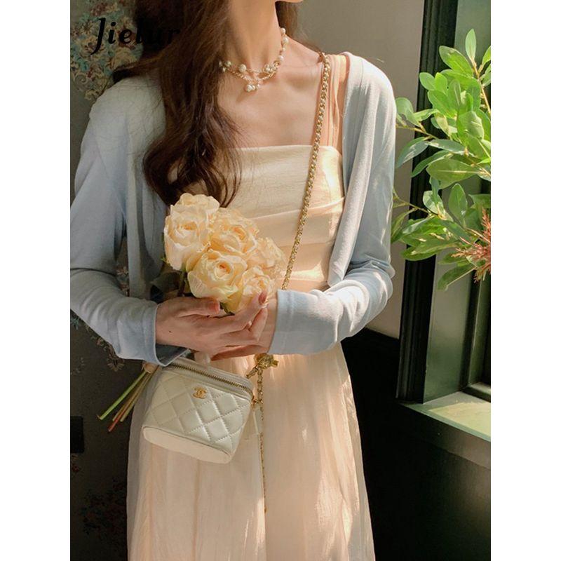 Solid Color Pleated Waist Strap Long Skirt Pure Color Pleated Waist Tight Suspender Skirt