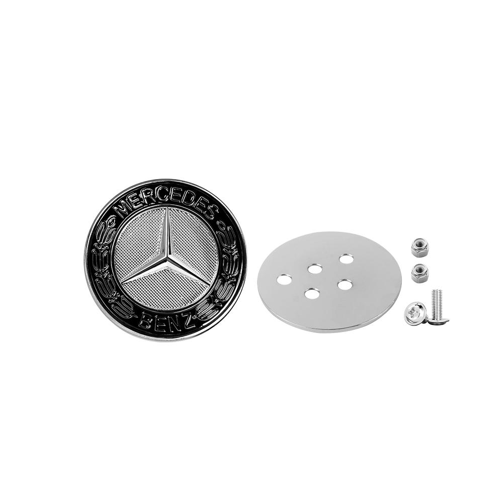 60mm Aluminum ABS Car Flat Hood Emblem Sticker Front Badge Logo Decor Accessories For Mercedes Benz AMG W124 W203 W204 W212 W220