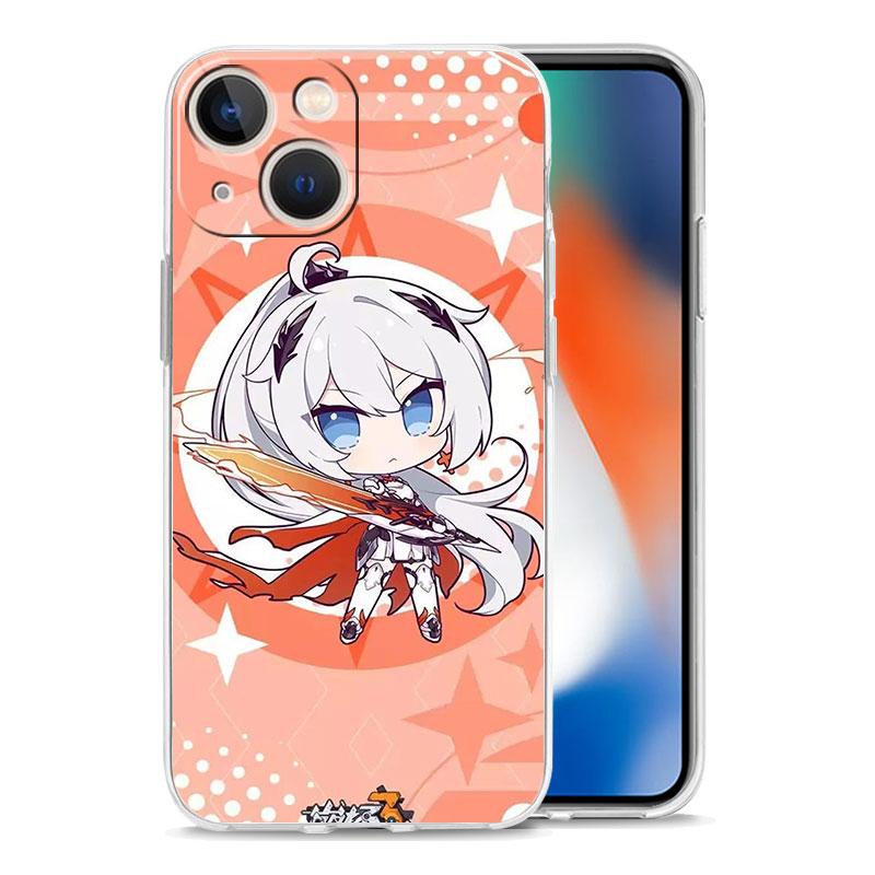 Роскошный чехол для iPhone 15 14 13 12 11 Pro Max X Xs XR 7 8 Plus Бампер Чехлы для телефона Прозрачная ТПУ крышка Милый Honkai Impact 3rd Игра
