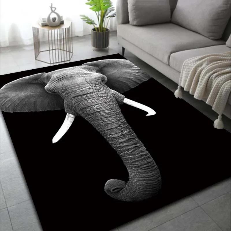 Cartoon Elephant Non-slip Rug Wild Animal Pattern Carpet for Living Room Bedroom Indoor Patio Garden Decor Mat Home Doormat