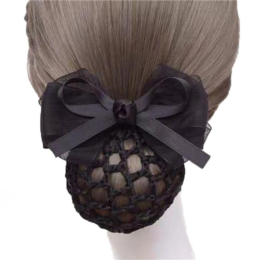 Net Flower For Nurse Hairgrips Cover Net Women Spring Clips Korean Bun Snood Bowknot Hair Bun Cover
