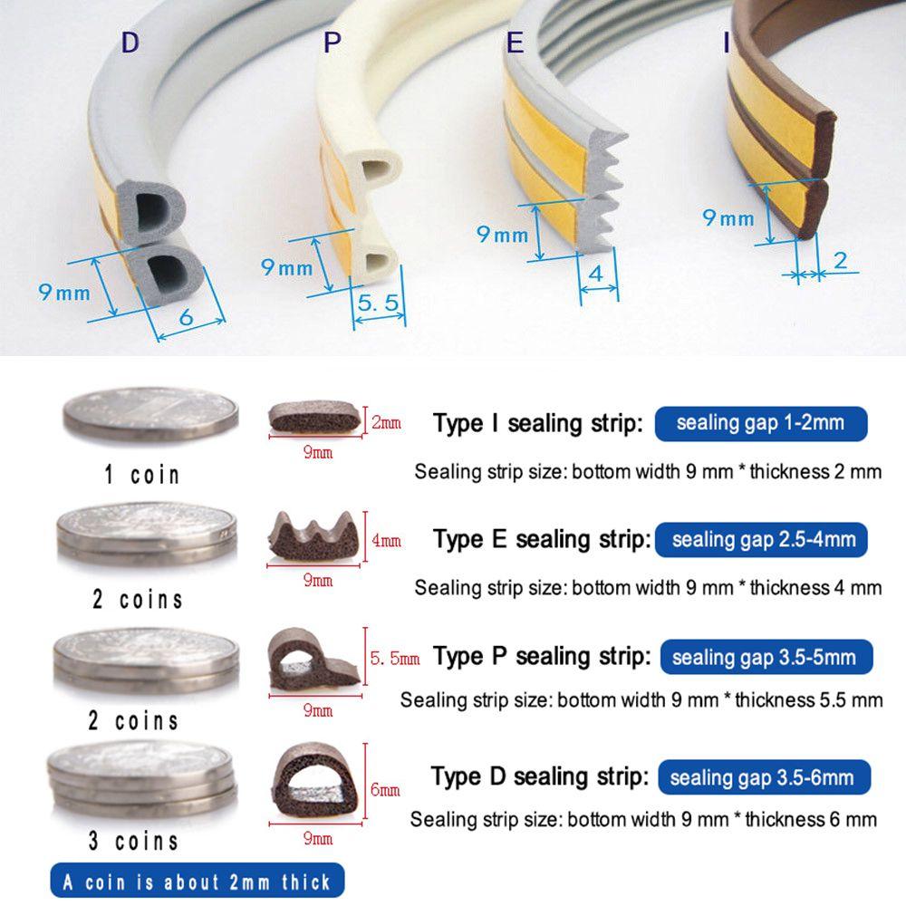 5/10m Home Noise Insulation Rubber Weather Strips Seal Strip Window Door Foam Draught Excluder