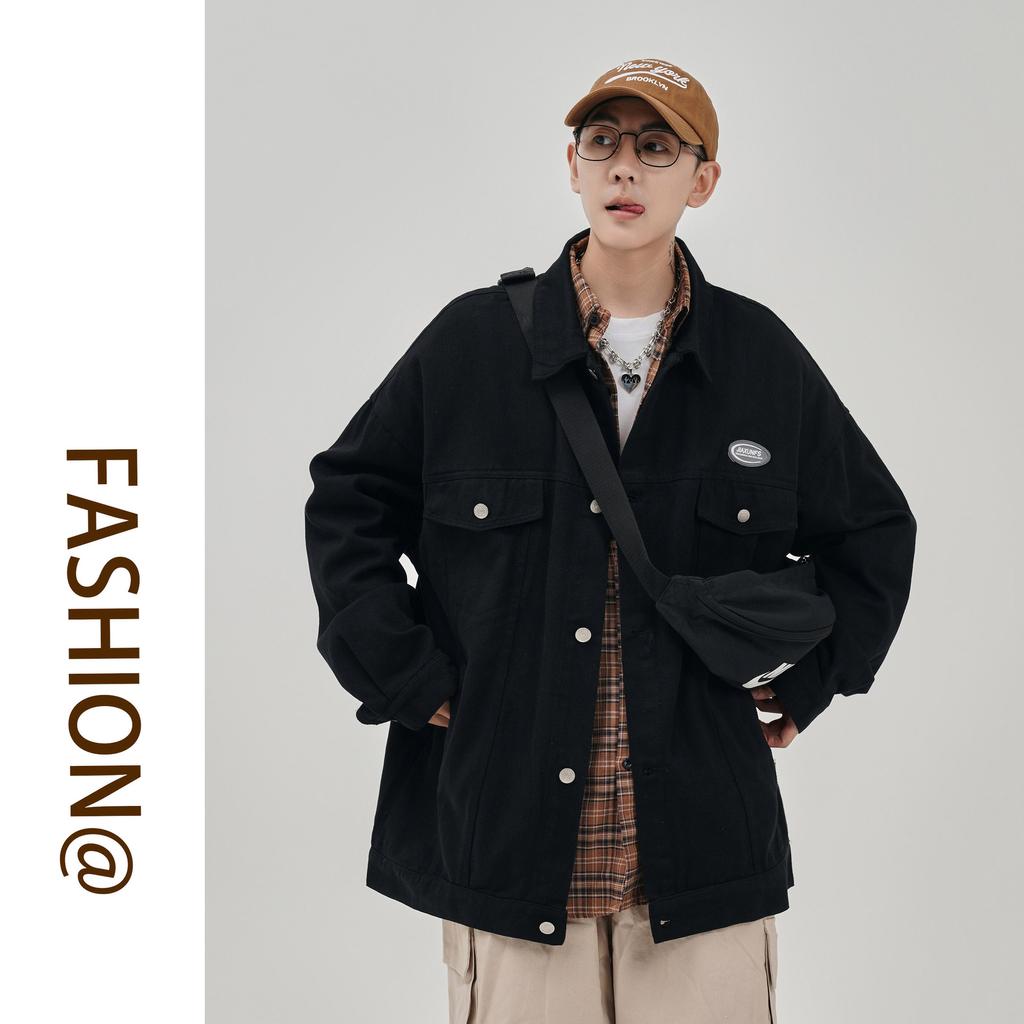 Зеленая джинсовая куртка для мужчин, осень, новая мода, большой размер, повседневная, свободные лацканы, рабочая джинсовая куртка для мужчин