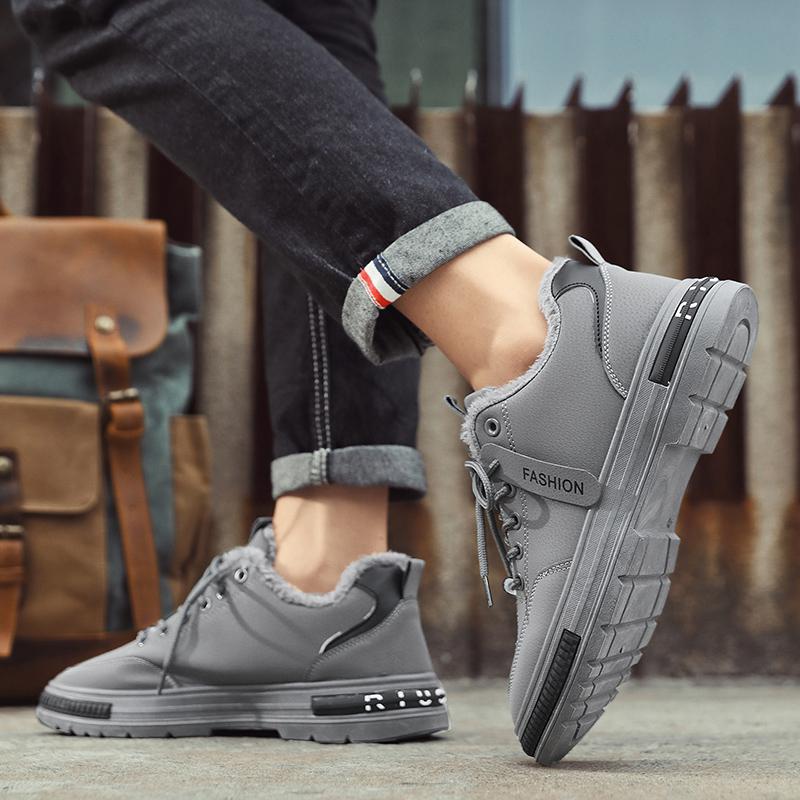 Обувь Мужские кроссовки 2024 Новые Теплые и устойчивые к холоду хлопковые туфли Модные износостойкие рабочие туфли на толстой подошве с противоскользящей платформой