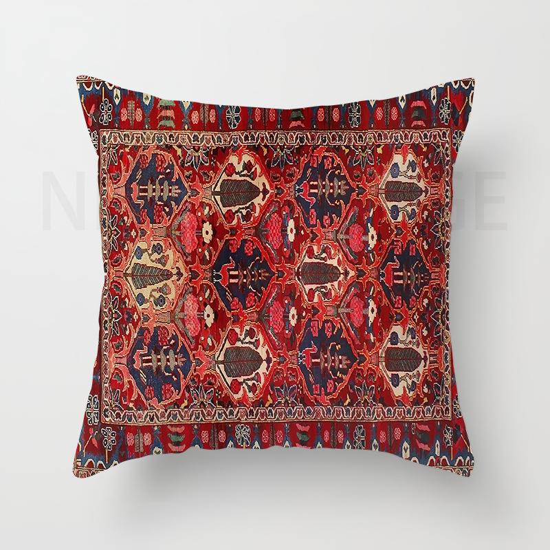 Red Moroccan Ethnic Short Plush Pillowcase Living Room Bedroom Sofa Cushion Cover Home Decor 40x40 45x45 50x50 60x60