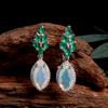 Colorful Natural Opal with Green Agate Gems with Sterling Silver Earrings Elegant and Fashion Lady Jewelry Anniversary & Banquet
