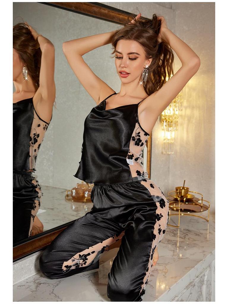 Yaoting Midnight Роскошный сет из майки и длинных брюк с сетчатыми вставками DT3541